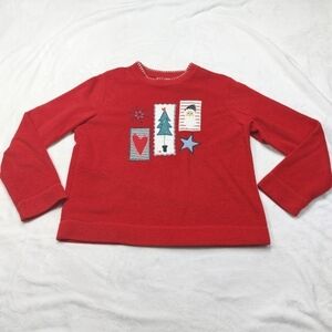 WHITE STAG WOMEN'S VINTAGE RED FLEECE HOLIDAY CHRISTMAS SWEATSHIRT SIZE SMALL